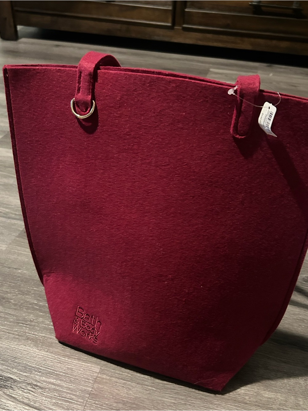Bath & Body Works Deep Red Felt Tote Bag